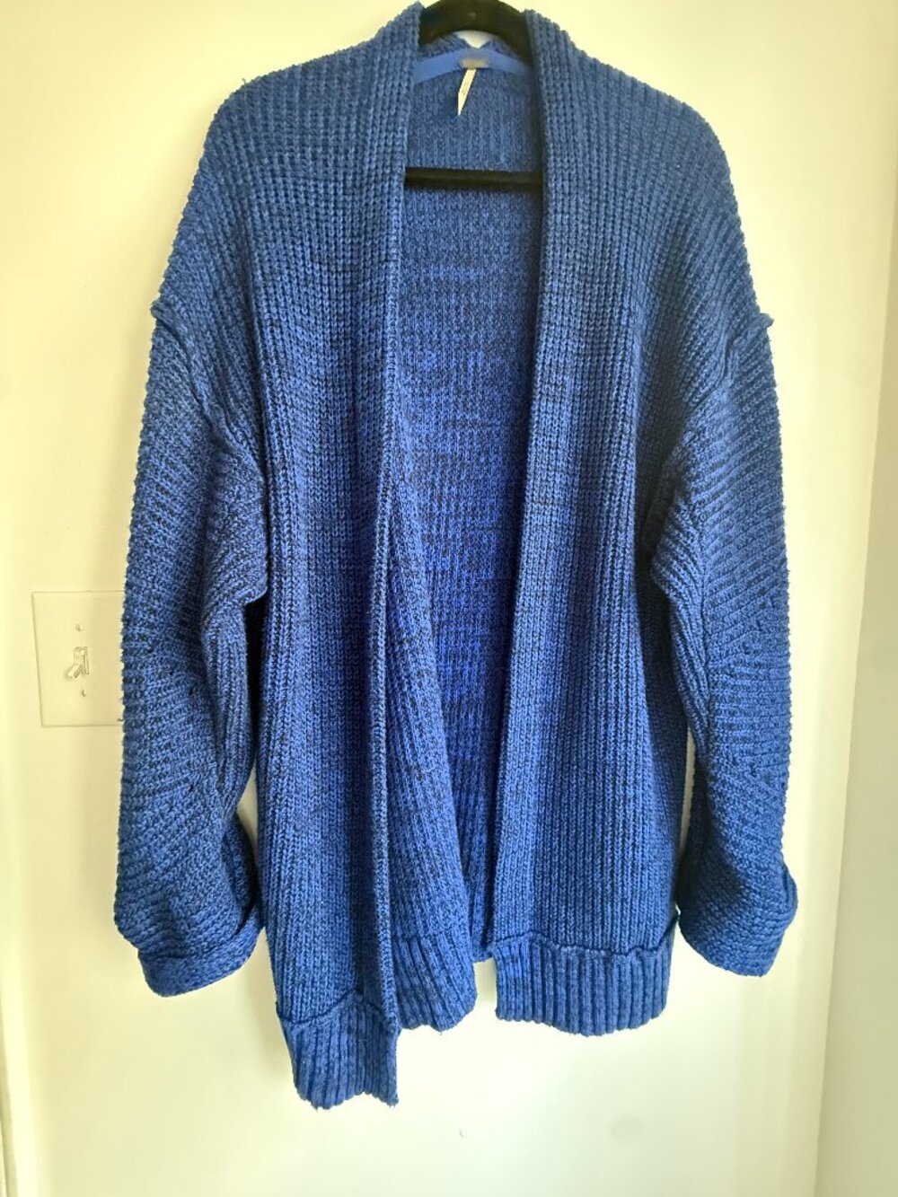 Free People MD Blue Black Sweater Boho Cool Oversized